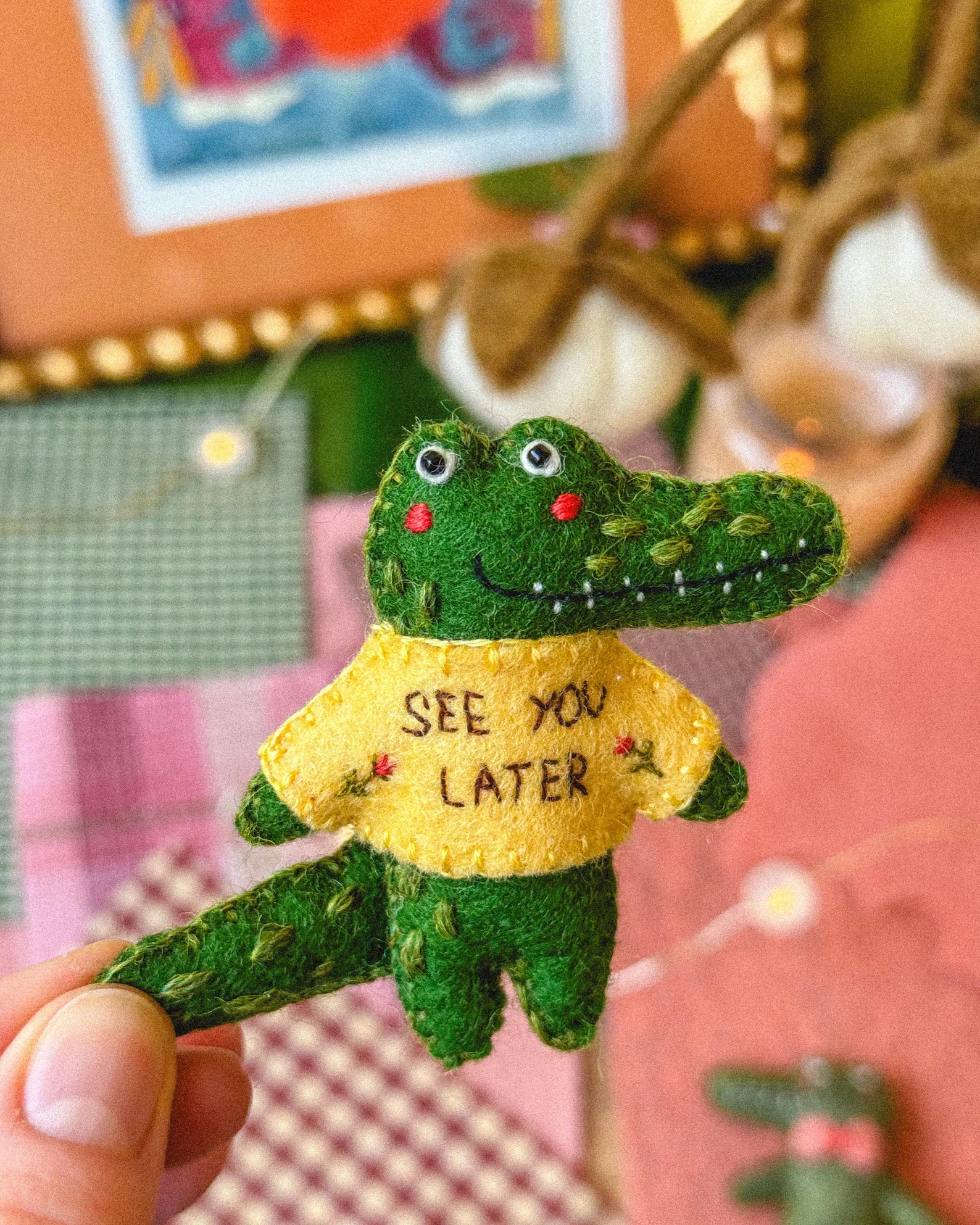 Alba Felt Alligator Sewing Pattern | Tiny Plush Ornament PDF (Beginner Friendly)