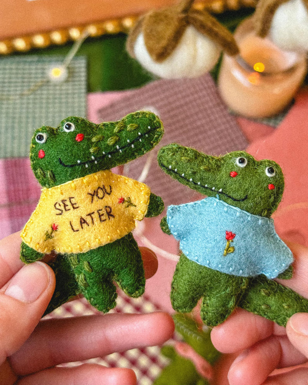 Alba Felt Alligator Sewing Pattern | Tiny Plush Ornament PDF (Beginner Friendly)