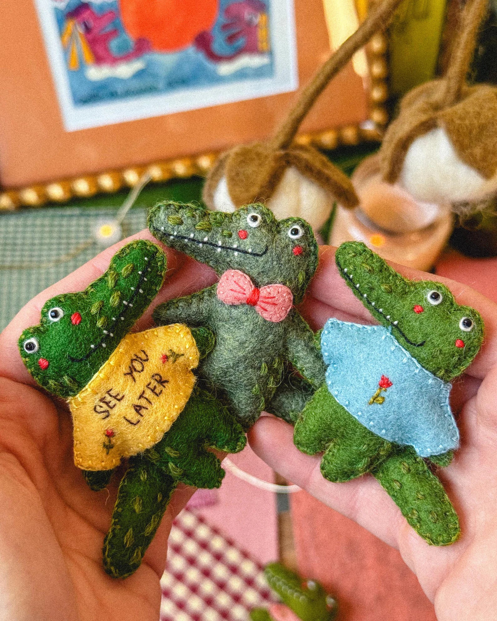 Alba Felt Alligator Sewing Pattern | Tiny Plush Ornament PDF (Beginner Friendly)